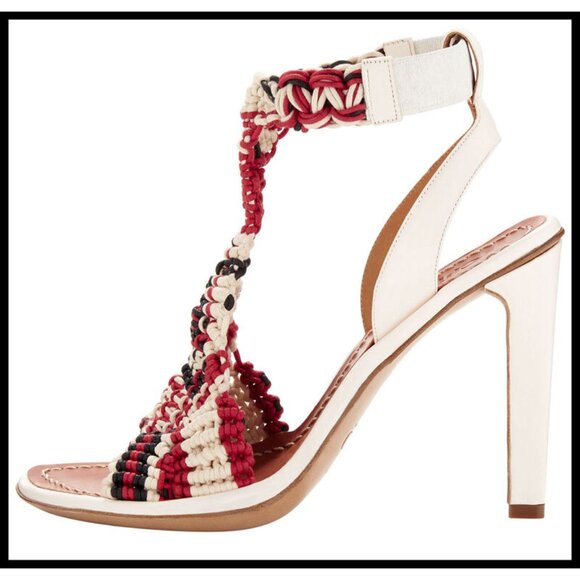 CHLOE SHOES WOVEN LEATHER GLADIATOR 'TRIBAL' SANDALS MULTI COLOR sz 39.5 / 9.5 - Picture 2 of 10